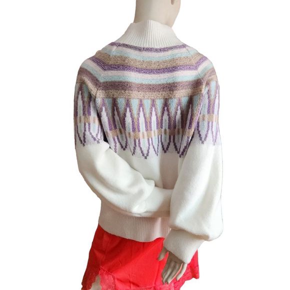 Design 365 Pullover Sweater Over Sized Balloon Sleeves Mock Neck - Picture 6 of 9